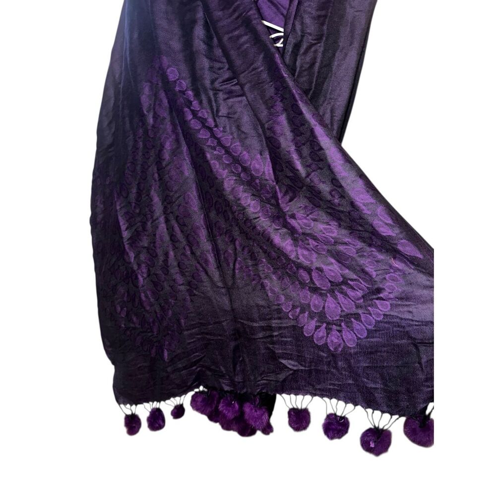NEW WITH TAGS Pashmina VERY MODA Scarf Women's Scarf Wrap Shawl PURPLE/BLACK Wr - Picture 5 of 11